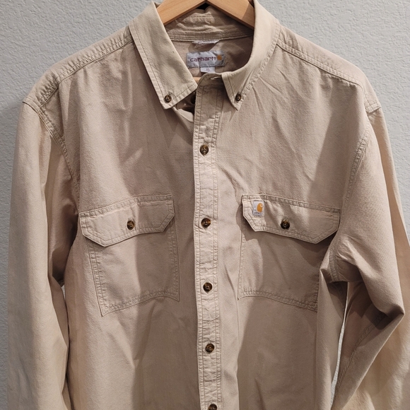 Carhartt Men's Casual Button Down Shirt - Tan - Picture 1 of 8